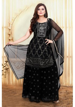 Exclusive Black Georgette Sharara 